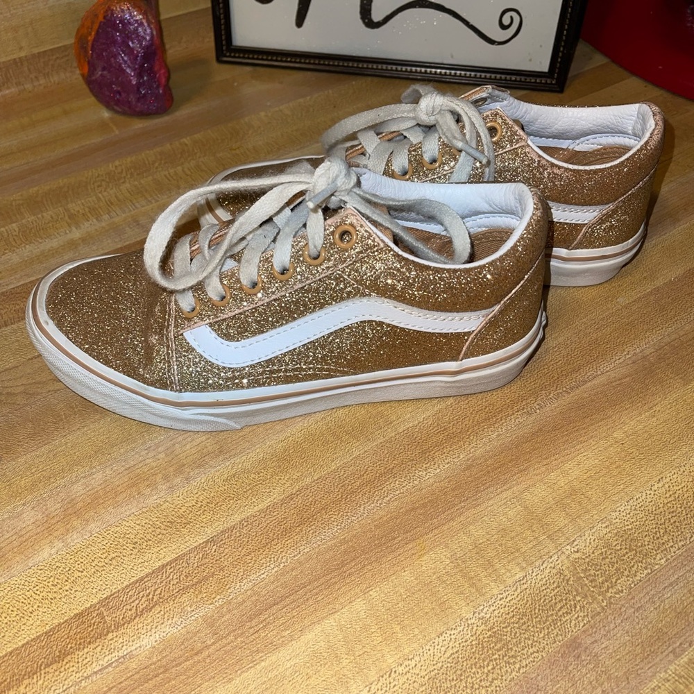Size 2 youth Gold glitter vans old skool gentle used